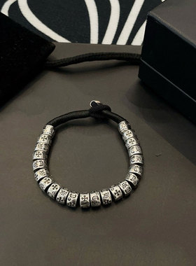 复古铭刻手工泰银男女套筒手链