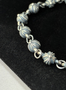 高端美潮十字架圆珠925银手链