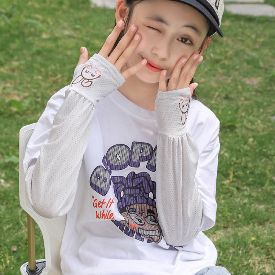 儿童夏季冰丝6防晒袖套5-13岁户外防紫外线8宽松韩版卡通可爱冰袖