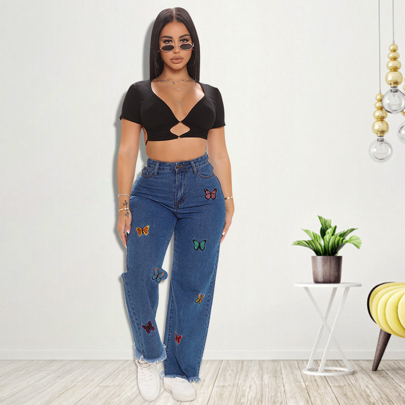 plus big size woman pants girl trousers women jeans 2022 裤 - 图0