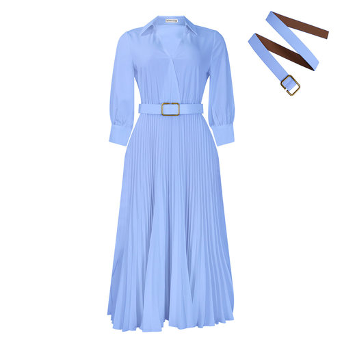 women's elegant long pleated dress fashion V-neck dress 3xl - 图2