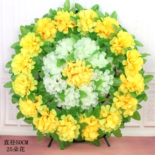 清明节小花圈祭祀祭奠仿真花墓碑挂花塑料绢布手捧花殡葬上坟用品 - 图0