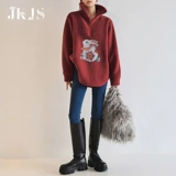 Флисовая зимняя толстовка, осенний демисезонный красный оберег на день рождения, куртка, увеличенная толщина, китайский стиль, коллекция 2022, с вышивкой