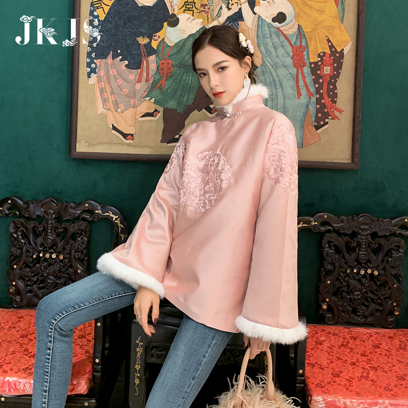 jkjs旗舰店唐装女改良旗袍棉服加厚民国冬装复古中国风女装汉服秋冬中式棉袄0