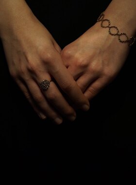 noguchi钻石镶嵌复古镂空手链