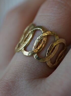 noguchi手工制圆弧镂空复古戒指