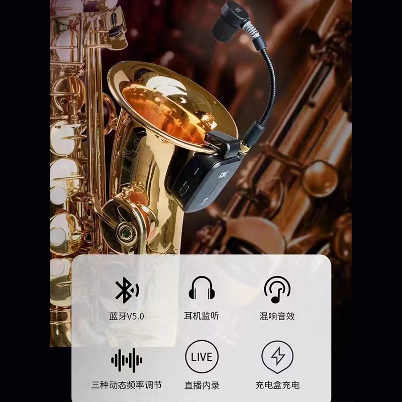 DK萨克斯无线麦 圆号小号 管乐器 混响便携充电盒 无线麦克风
