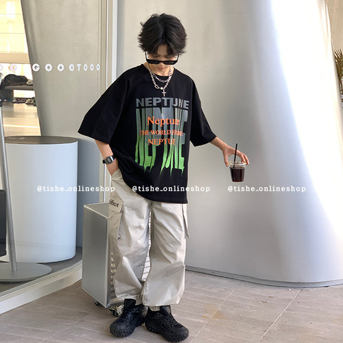 男童短袖T恤2025夏装新款纯棉上衣夏季中大童男装炸街半袖体恤衫9 - 图3