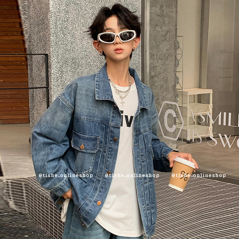 男童牛仔外套2025春秋新款中大童男装秋款夹克上衣青少年秋装潮牌,淘宝优惠券,粉丝福利购,淘宝优惠卷