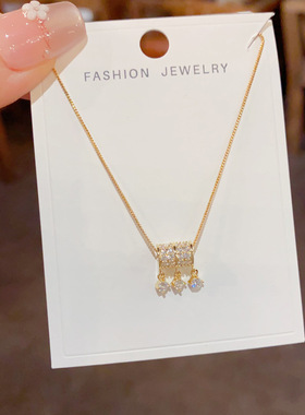 小众气质时尚设计感满钻小蛮腰流苏项链个性轻奢甜美百搭超闪颈链