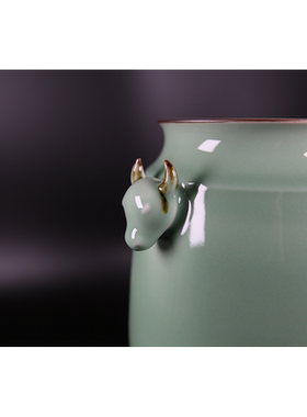 龙泉青瓷国风玄关客厅桌面摆件