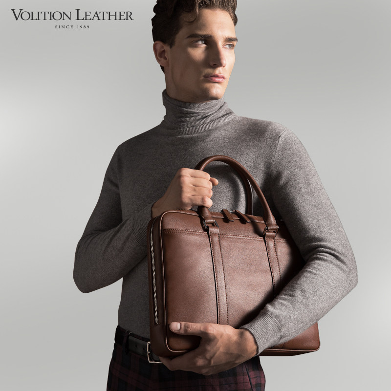 volition公文包商务真皮休闲包包 volition男士包袋