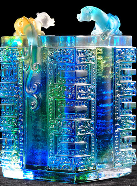 琉璃笔筒书桌工艺品送老师领导