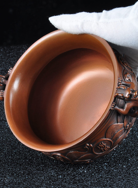 紫铜招财聚宝盆摆件中式高档工艺品家居客厅玄关装饰品开业礼品