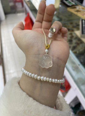 玉髓猫爪吊坠冰种白玉髓猫爪挂件男女款本命年项坠简约大气玉坠