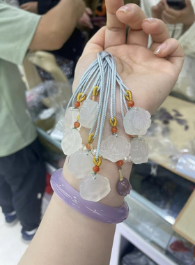 天然白玉髓小莲花吊坠迷你可爱荷花玉佩挂件女士宝宝儿童款玉坠