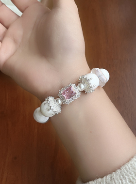 13mm大颗粒天然白水体雪花幽灵手串轻奢高级感手链超闪水晶手饰