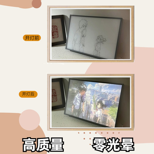 照片灯光画定制镜子画来图diy创意可定做动漫灯光画送男女朋友礼 - 图1