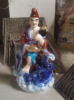 陶瓷济公活佛神像降龙罗汉济颠和尚大师摆件