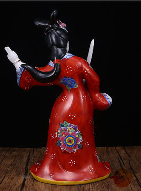 剑女 佛像陶瓷 工艺品摆件 侠女瓷像 潮州陶瓷