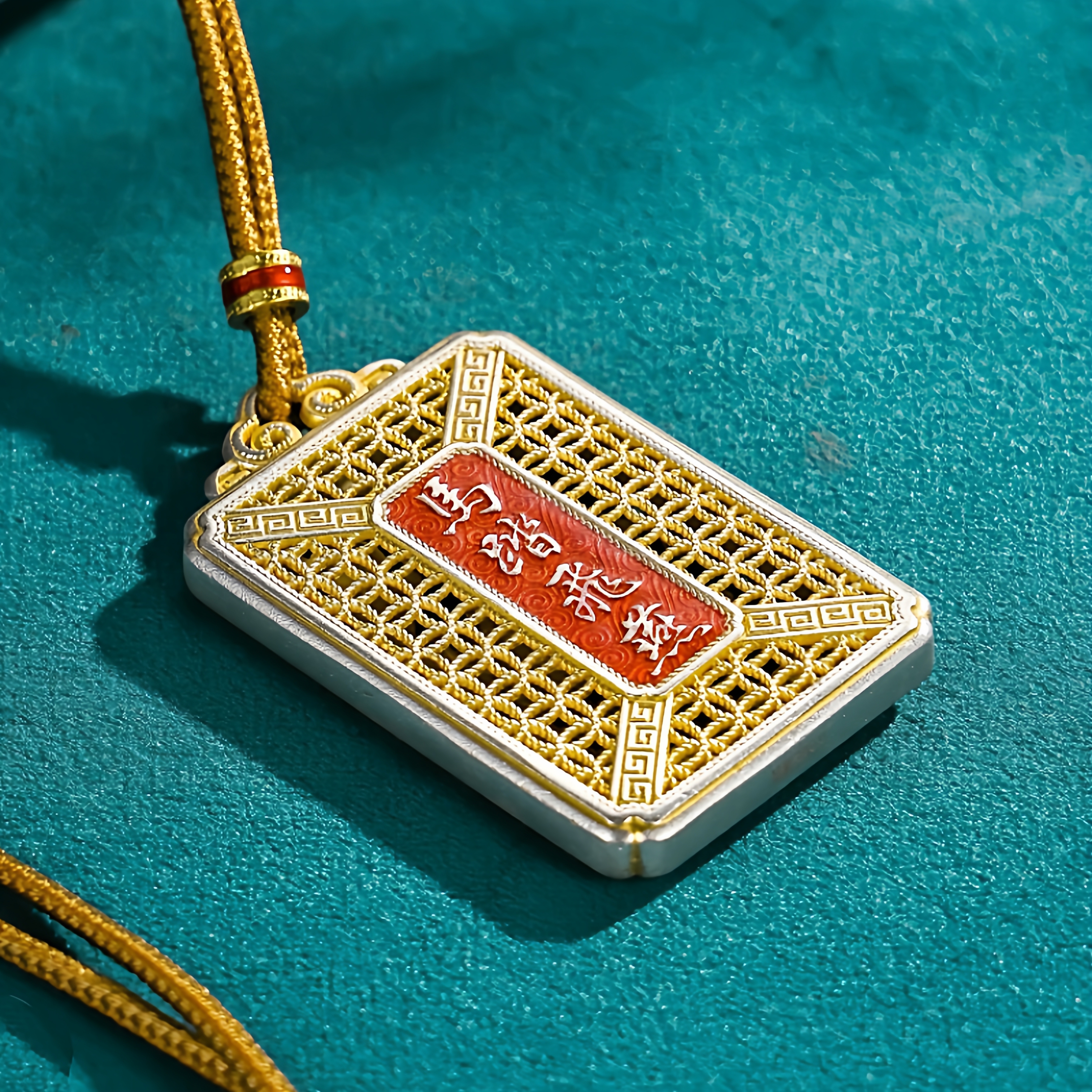 足银999高级新款百搭时尚珐琅描金马到成功项链 - 图1