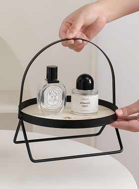 北欧桌面收纳架化妆品香薰钥匙置物架卫生间卧室茶几梳妆台面托盘