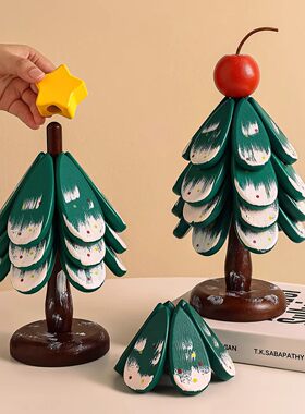 圣诞树一棵树防烫锅垫隔热垫餐桌创意实木折叠杯垫碗垫摆件