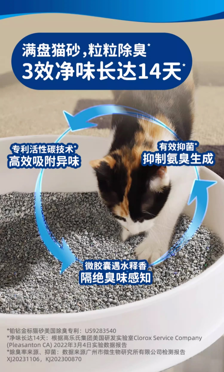 美国everclean铂钻猫砂升级金标22.5磅低尘膨润土除臭猫沙10kg+