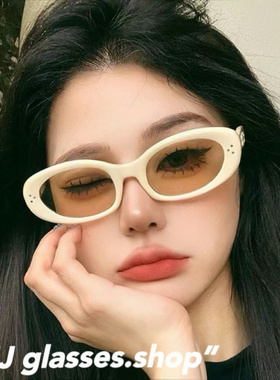 JJJ SHOP“ 复古新款太阳镜女明星网红款Y2K个性凹造型黄色墨镜