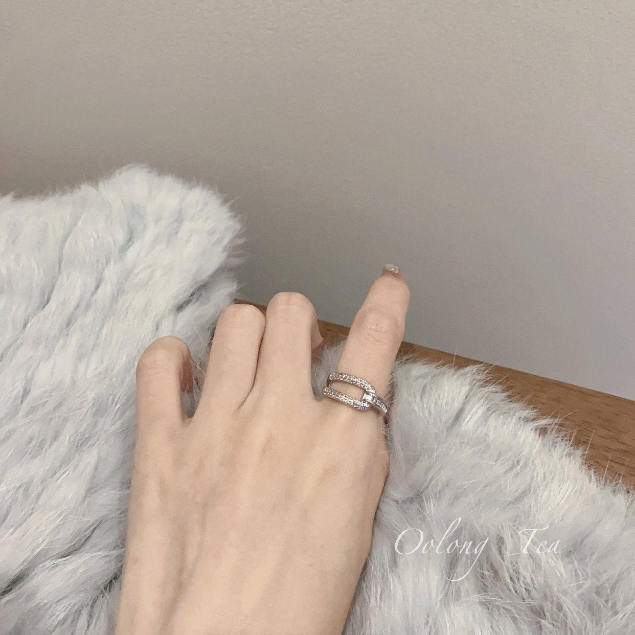 Rhinestone micro-paved zircon niche design adjustable ring index finger temperament women's versatile open ring