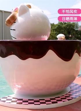 玻璃钢雕塑helloKitty凯蒂猫卡通甜品店门口KT猫商场装饰大型摆件
