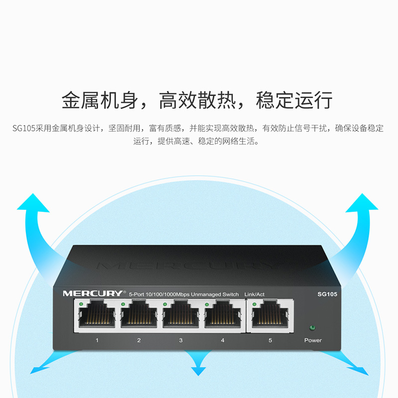 水星5口8口全千兆交换机16口24口48口钢壳百兆网络分流器八口网线分线器监控分配器家用高速路由器集线器 - 图3