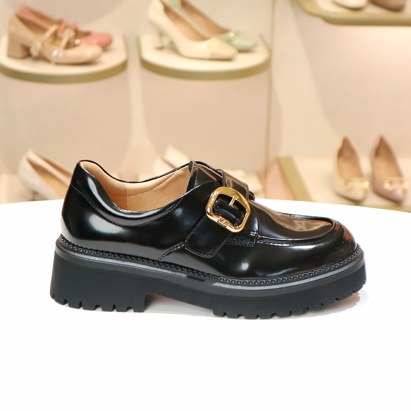 KISSCAT接吻猫2025新款真皮厚底乐福鞋小D扣增高小皮鞋KA65152-50,淘宝优惠券,粉丝福利购,淘宝优惠卷