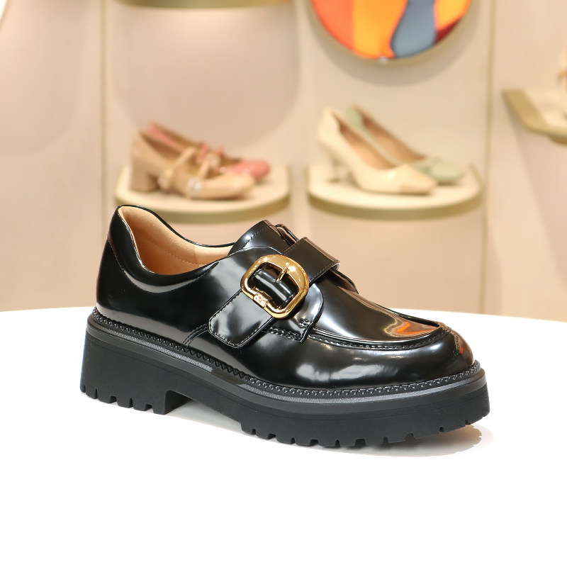 KISSCAT接吻猫2025新款真皮厚底乐福鞋小D扣增高小皮鞋KA65152-50,淘宝优惠券,粉丝福利购,淘宝优惠卷