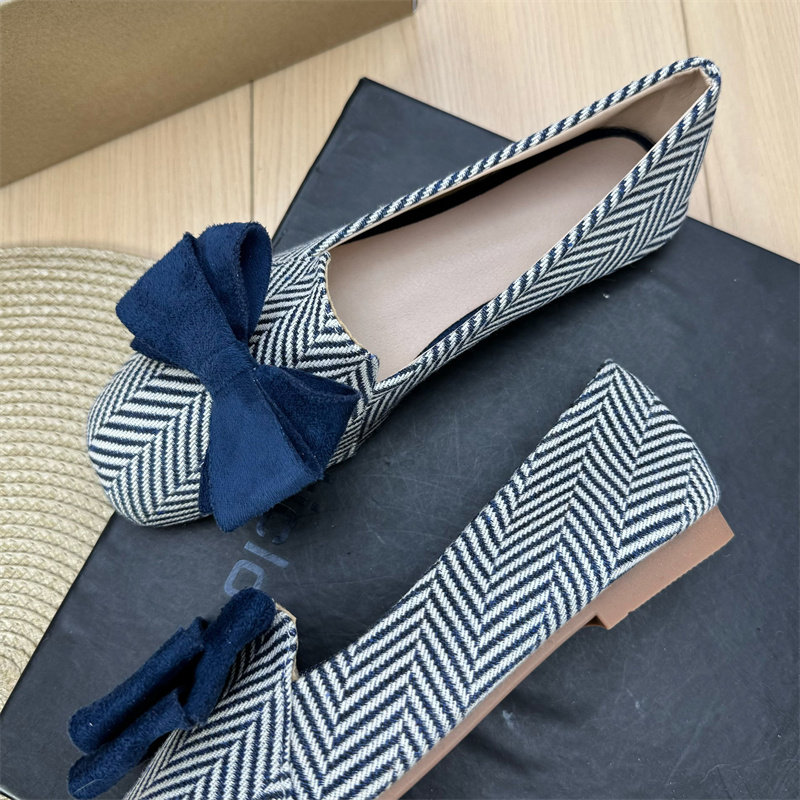 2026春季新款乐福鞋蝴蝶结拼色方头舒适软底一脚蹬平底鞋女豆豆鞋,淘宝优惠券,粉丝福利购,淘宝优惠卷