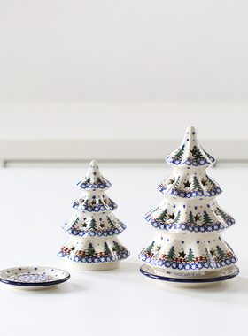 波兰陶瓷镂空星星圣诞树烛台