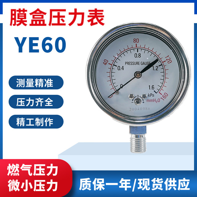 YE60 membrane box pressure gauge Shanghai Yichuan natural gas meter