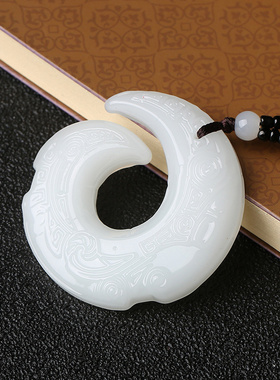 青花和田玉水晶项链时来运转男女