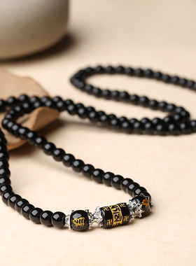 黑曜石十二生肖男士韩版饰品佛珠
