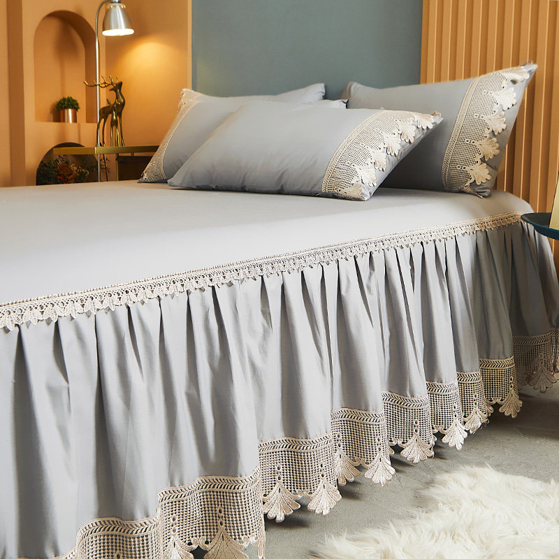 60支贡缎长绒棉蕾丝床裙罩单件裙式欧式床裙公主风全棉床罩三件套,淘宝优惠券,粉丝福利购,淘宝优惠卷