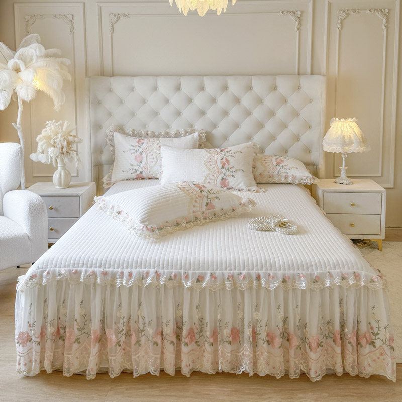 蕾丝花边床裙单件夹棉床罩款床单带裙边床盖四季通用防滑床围裙罩,淘宝优惠券,粉丝福利购,淘宝优惠卷