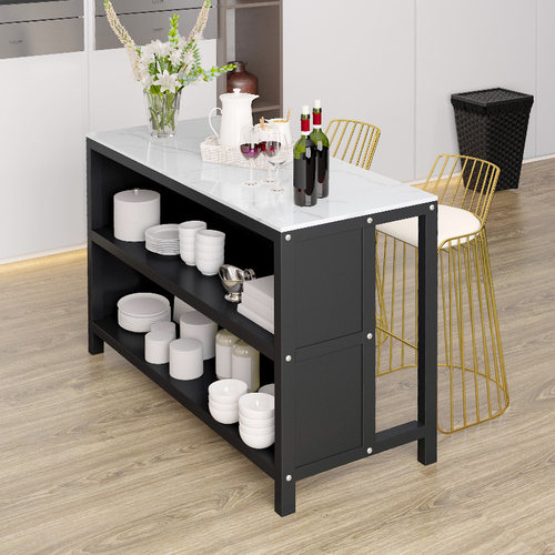厨房料理中岛操作切菜吧台家用多功能餐边柜大理石开放式餐桌一体 - 图1