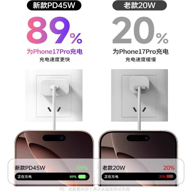 【17新机专用】【45W快充】适用苹果17promax充电器头原15正品装手机iPhone16pro数据线14plus编织平板12PD - 图0