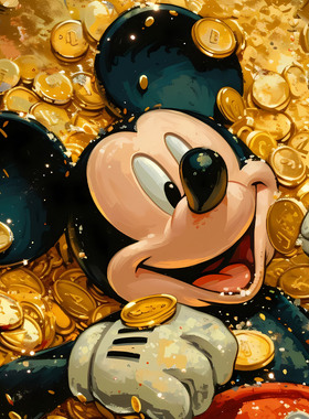 星空《金币米老鼠》米奇迪士尼Mickey Mouse潮流艺术版画暴富