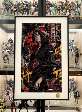 涂鸦宇智波鼬火影忍者写轮眼晓组织暗部Itachi客厅卧室动漫装饰画