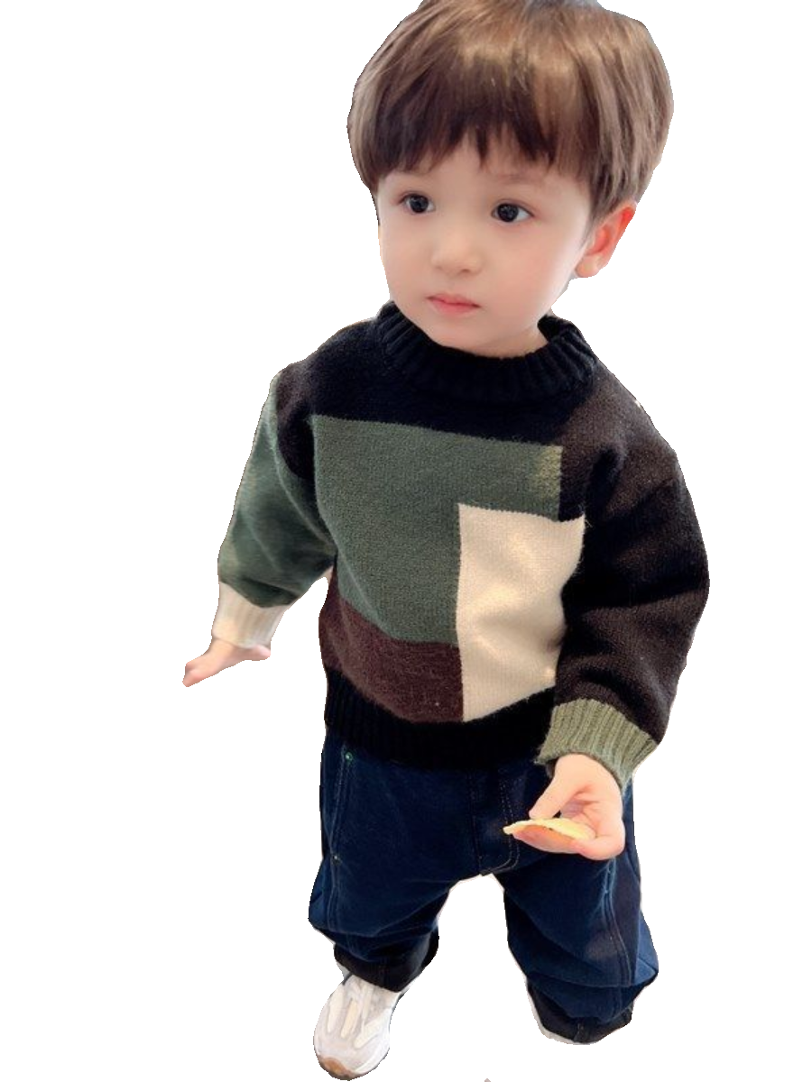 男童毛衣圆领加绒加厚2025春秋新款宝宝内搭针织衫儿童拼色毛线衣,淘宝优惠券,粉丝福利购,淘宝优惠卷