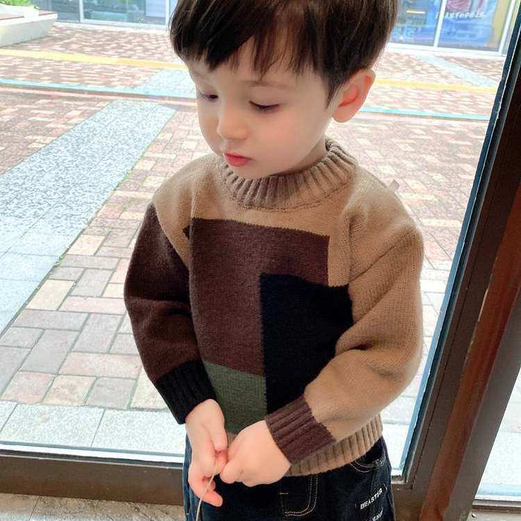 男童毛衣圆领加绒加厚2025春秋新款宝宝内搭针织衫儿童拼色毛线衣,淘宝优惠券,粉丝福利购,淘宝优惠卷
