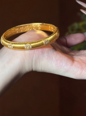 黄金手镯莫桑钻铜钱金币招财镯子