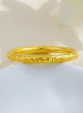 足金999碎冰冰纯金黄金戒指女