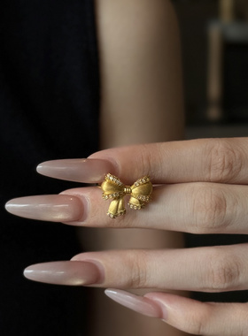 999足金黄金蝴蝶结戒指网红款